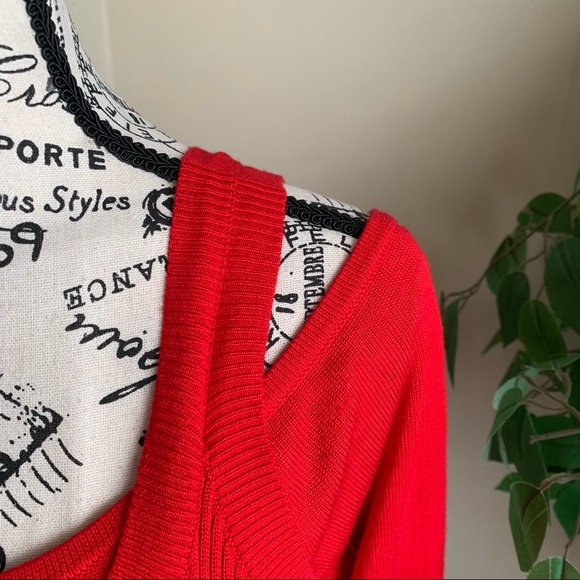 Anthropologie Jamie Open Shoulder Long Sleeve Knit Top Red Sz M - Picture 3 of 14
